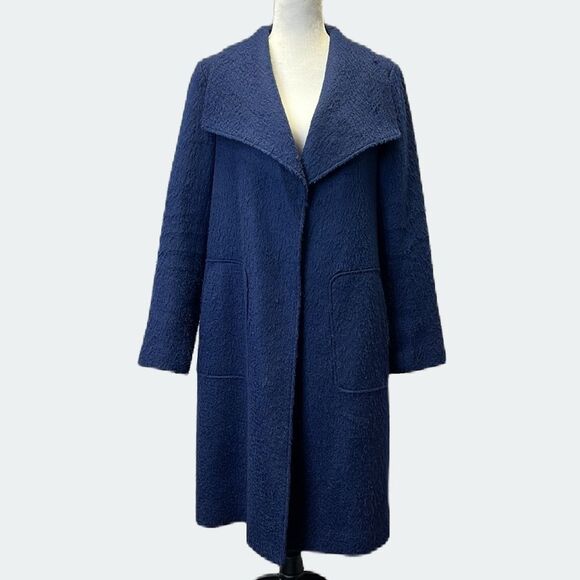 Wool Blend Long Peacoat / Bernardo / Dark Navy/ Size Large - Picture 1 of 11